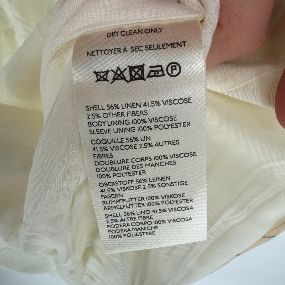ANTHROPOLOGIE MAEVE LINEN BLEND BLAZER OFF-WHITE MEDIUM BUSINESS OFFICE WORKWEAR - Picture 13 of 13